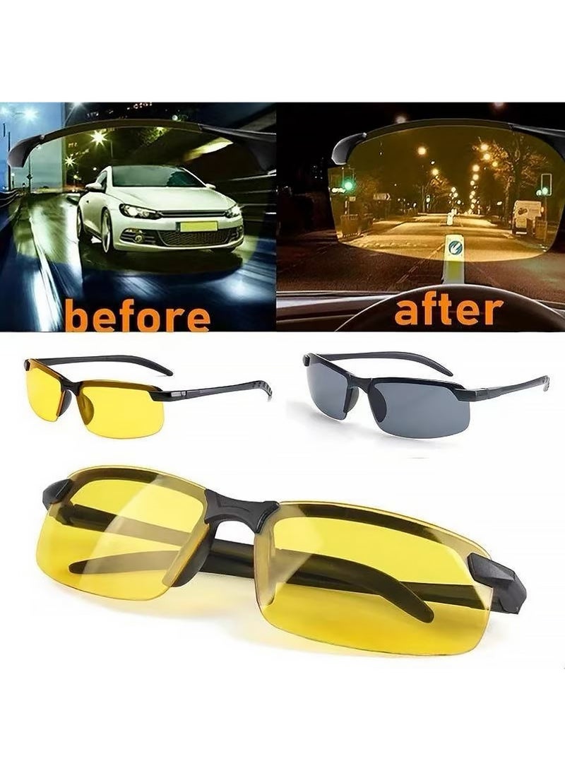 YOUGE 3Pcs Glasses Wrap Arounds Male Driver Driving HD Mirror Multifunctional Sunglasses Night Vision Goggles Anti Glare Safety for Men and Women - Image 2